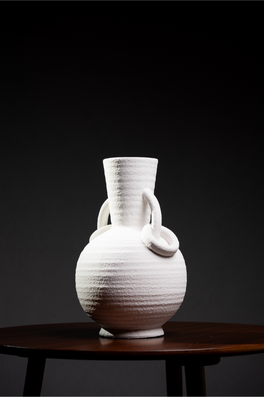 Jarrón blanco simulación piedra