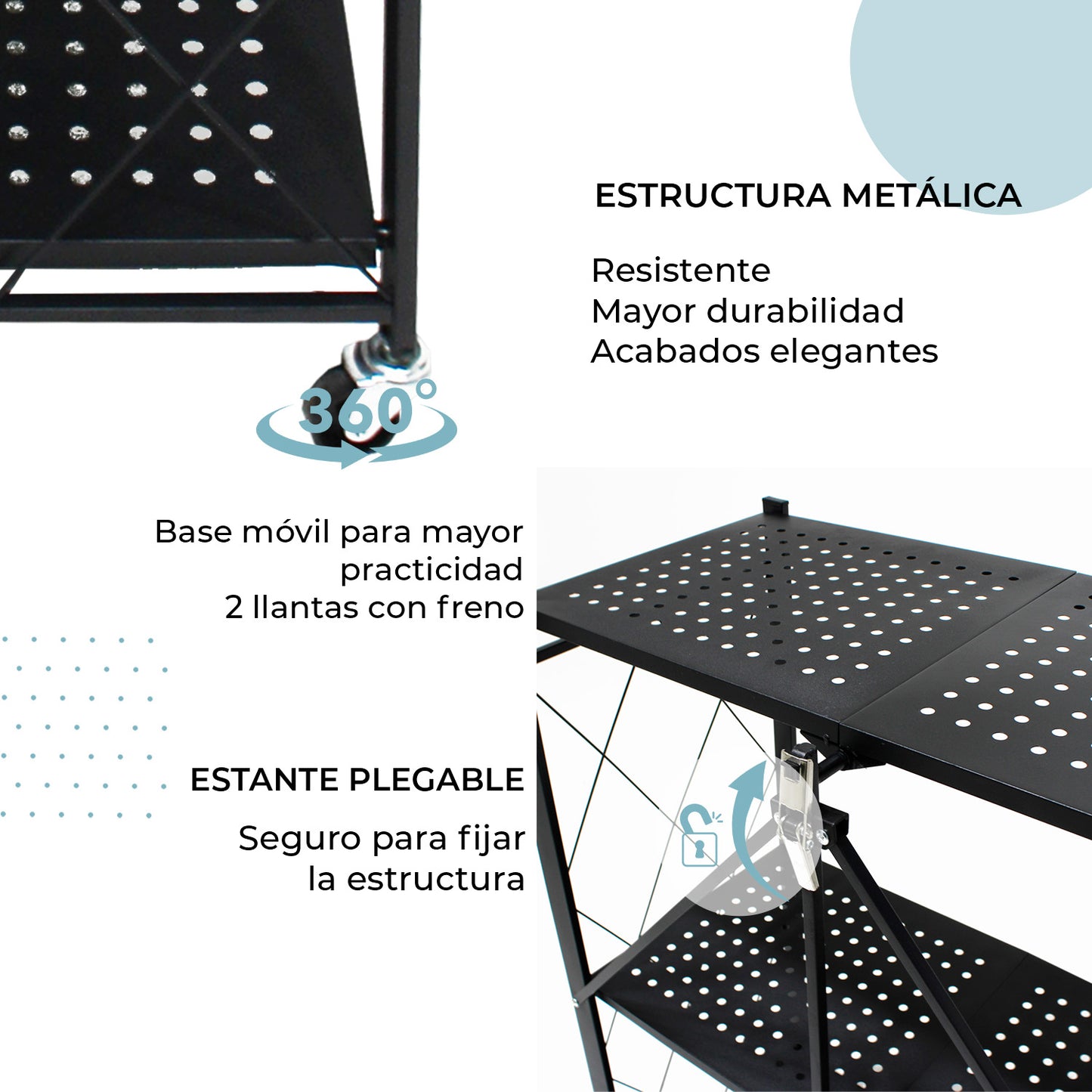 Estantería metálica plegable 3 niveles